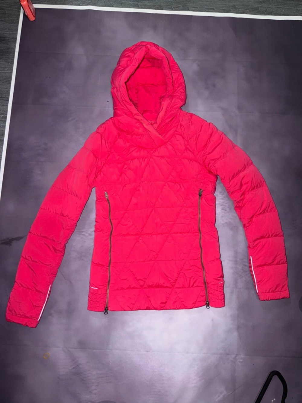 Bright Red Quilted Hooded Puffer Jacket